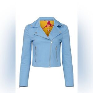 Color Me Courtney Dennis Baker Jacket Baby Blue Biker Cropped Size 6